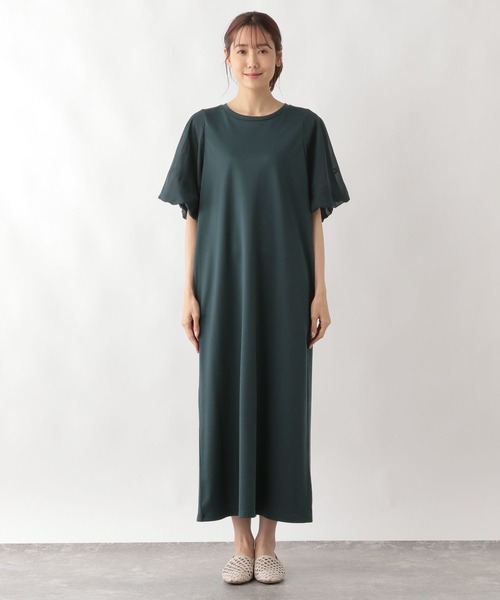 GLOBAL WORK（グローバルワーク）の「ヘビロッTEE袖シフォンワンピース/123883（ワンピース・レディース・ブラック/ダークグリーン/ネイビー・FREE）」の17枚目の写真