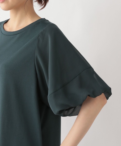 GLOBAL WORK（グローバルワーク）の「ヘビロッTEE袖シフォンワンピース/123883（ワンピース・レディース・ブラック/ダークグリーン/ネイビー・FREE）」の10枚目の写真
