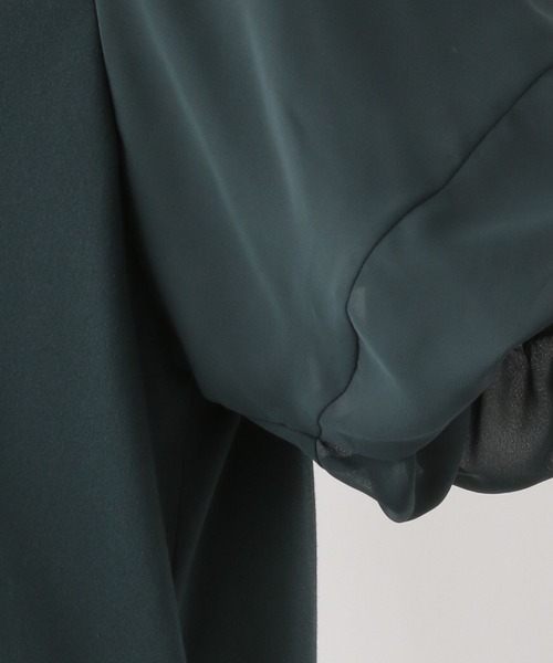 GLOBAL WORK（グローバルワーク）の「ヘビロッTEE袖シフォンワンピース/123883（ワンピース・レディース・ブラック/ダークグリーン/ネイビー・FREE）」の6枚目の写真