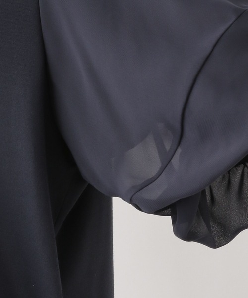 GLOBAL WORK（グローバルワーク）の「ヘビロッTEE袖シフォンワンピース/123883（ワンピース・レディース・ブラック/ダークグリーン/ネイビー・FREE）」の7枚目の写真