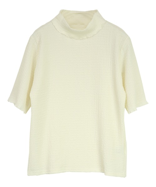 and it_(アンドイット)の「カットシャーリングハイネック5分袖Tシャツ(Tシャツ/カットソー・レディース・ブラック/アイボリー/ブルー・M)」の4枚目の写真