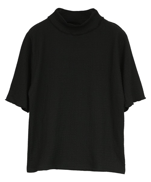 and it_(アンドイット)の「カットシャーリングハイネック5分袖Tシャツ(Tシャツ/カットソー・レディース・ブラック/アイボリー/ブルー・M)」の5枚目の写真