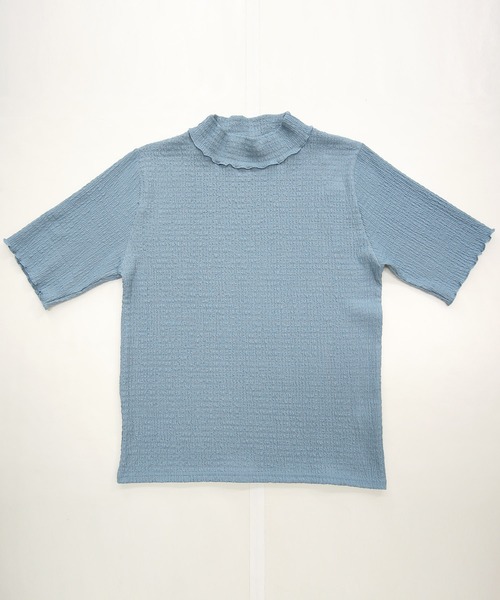 and it_(アンドイット)の「カットシャーリングハイネック5分袖Tシャツ(Tシャツ/カットソー・レディース・ブラック/アイボリー/ブルー・M)」の6枚目の写真