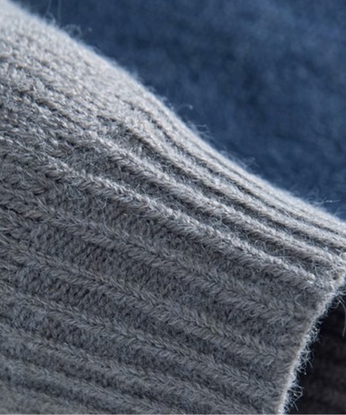 U:UME(ユーム)の「Contrast Color Stitching Knit(ニット/セーター・メンズ・グレー・X-LARGE)」の2枚目の写真