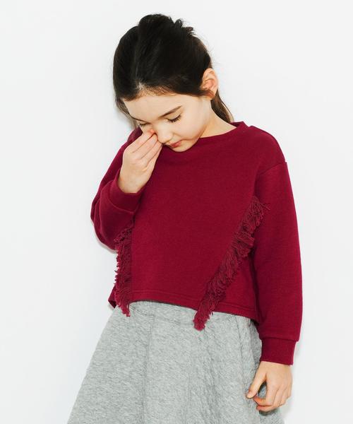 green label relaxing（グリーンレーベルリラクシング）の「【KIDS】ウラケフリンジプルオーバー ロングスリーブ（Tシャツ/カットソー・キッズ・ワインレッド/マスタード・105/115/125/135/95）」の2枚目の写真