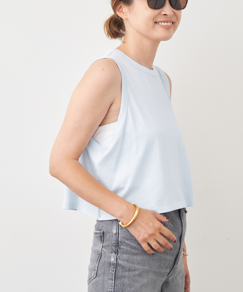 CELERI(セルリ)の「【CELERI/セルリ】CROPPED タンクトップ(タンクトップ・レディース・ブラック/エメラルドブルー/ベージュ・FREE)」の3枚目の写真
