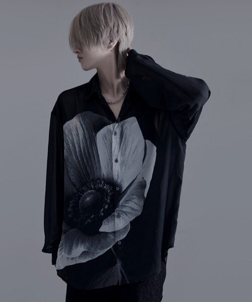 NOVESSEL/ノベセル』シフォン花柄シースルー長袖シャツ【Y】（シャツ 