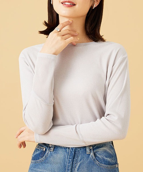 BELLUNA PLUS(ベルーナ)の「衿&袖ラメチュール切替プルオーバー(Tシャツ/カットソー・レディース・ブラック/サックスブルー/ライトグレー・MEDIUM/LARGE/X-LARGE)」の6枚目の写真
