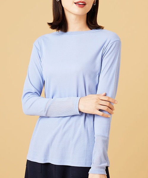 BELLUNA PLUS(ベルーナ)の「衿&袖ラメチュール切替プルオーバー(Tシャツ/カットソー・レディース・ブラック/サックスブルー/ライトグレー・MEDIUM/LARGE/X-LARGE)」の9枚目の写真
