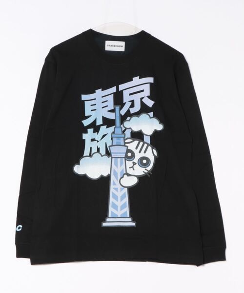 NO WAY(ノーウェイ)の「/Grace Chow/グレース チョウ/Graphic/Design L/S T(Tシャツ/カットソー・レディース・グレー/ブラック・MEDIUM/SMALL)」の1枚目の写真