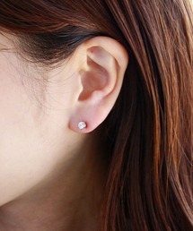 金属アレルギー対応 一粒キュービックジルコニアピアス