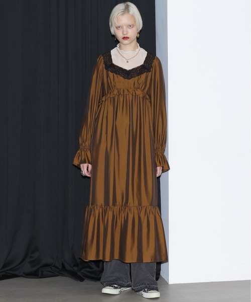 mici（ミチ）の「(mici)キュプラフィブリルワンピース（ワンピース・レディース・ブラウン/ワインレッド・FREE）」の2枚目の写真