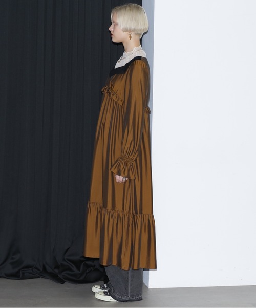 mici（ミチ）の「(mici)キュプラフィブリルワンピース（ワンピース・レディース・ブラウン/ワインレッド・FREE）」の4枚目の写真