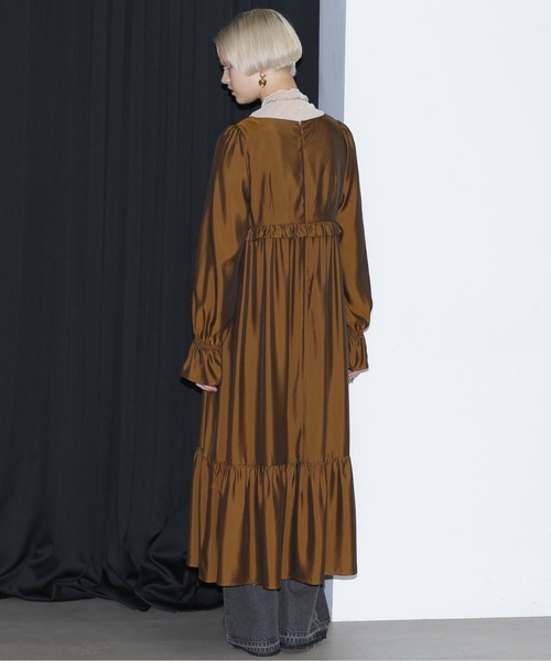 mici（ミチ）の「(mici)キュプラフィブリルワンピース（ワンピース・レディース・ブラウン/ワインレッド・FREE）」の5枚目の写真