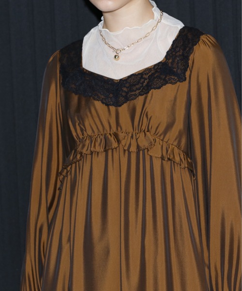 mici（ミチ）の「(mici)キュプラフィブリルワンピース（ワンピース・レディース・ブラウン/ワインレッド・FREE）」の6枚目の写真