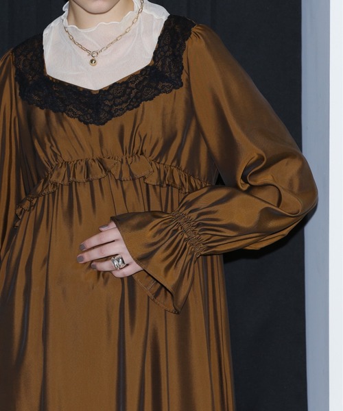 mici（ミチ）の「(mici)キュプラフィブリルワンピース（ワンピース・レディース・ブラウン/ワインレッド・FREE）」の7枚目の写真