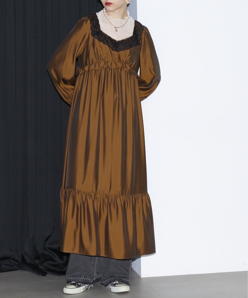 mici（ミチ）の「(mici)キュプラフィブリルワンピース（ワンピース・レディース・ブラウン/ワインレッド・FREE）」の14枚目の写真