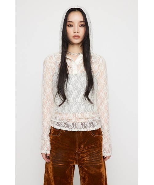 LAGUA GEM FLOR LACE HOODIE トップス LAGUA GEM（ラグアジェム）の「FLOR LACE HOODIE トップス（T