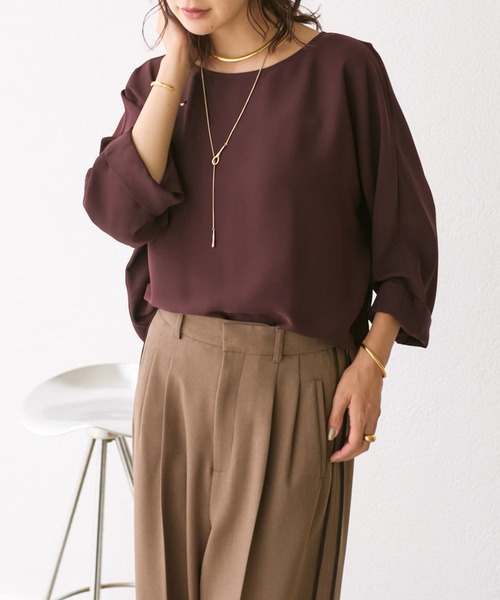 RIVE DROITE（リヴドロワ）の「ドルマンターンバックブラウス（シャツ/ブラウス・レディース・チャコールグレー/オフホワイト/グレー系その他/レッド系その他・FREE）」の4枚目の写真