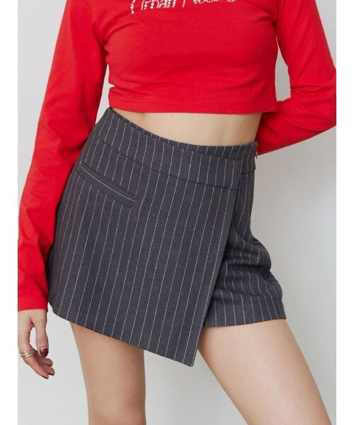 EVRIS（エヴリス）の「ラップミニスカート【セットアップ着用可能】（スカート・レディース・グレー/ブラック・MEDIUM/SMALL）」の2枚目の写真