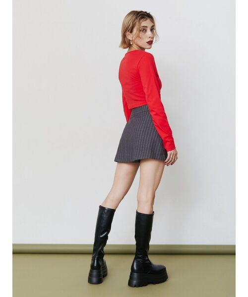 EVRIS（エヴリス）の「ラップミニスカート【セットアップ着用可能】（スカート・レディース・グレー/ブラック・MEDIUM/SMALL）」の5枚目の写真