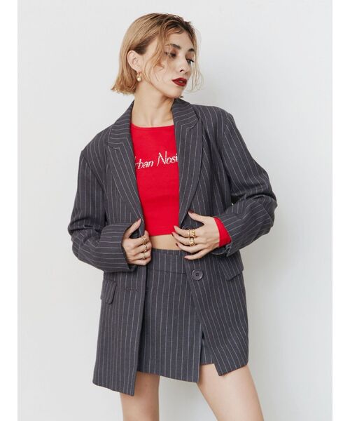 EVRIS（エヴリス）の「ラップミニスカート【セットアップ着用可能】（スカート・レディース・グレー/ブラック・MEDIUM/SMALL）」の7枚目の写真