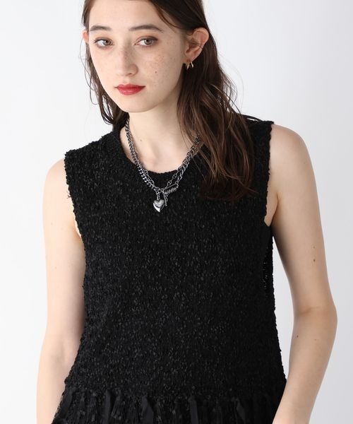 JEANASIS（ジーナシス）の「ツイーディフリンジNS/148481（ニット/セーター・レディース・グレー/オフホワイト/ブラック・FREE）」の19枚目の写真