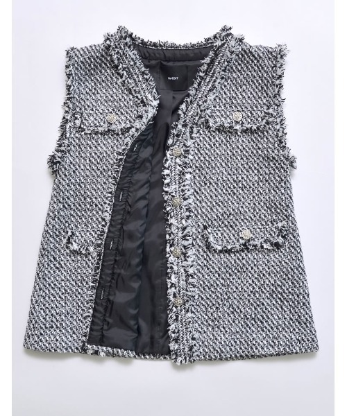 Re:EDIT（リエディ）の「フリンジツイードベスト（ダウンベスト・レディース・ブラック系その他/ブラック・MEDIUM/LARGE）」の14枚目の写真