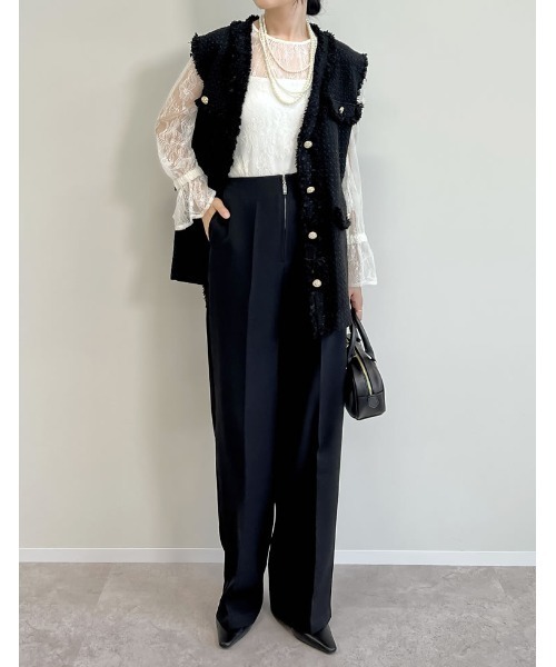 Re:EDIT（リエディ）の「フリンジツイードベスト（ダウンベスト・レディース・ブラック系その他/ブラック・MEDIUM/LARGE）」の7枚目の写真