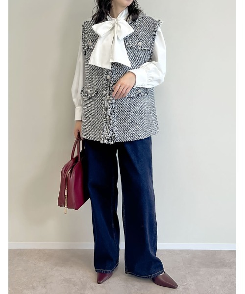 Re:EDIT（リエディ）の「フリンジツイードベスト（ダウンベスト・レディース・ブラック系その他/ブラック・MEDIUM/LARGE）」の11枚目の写真