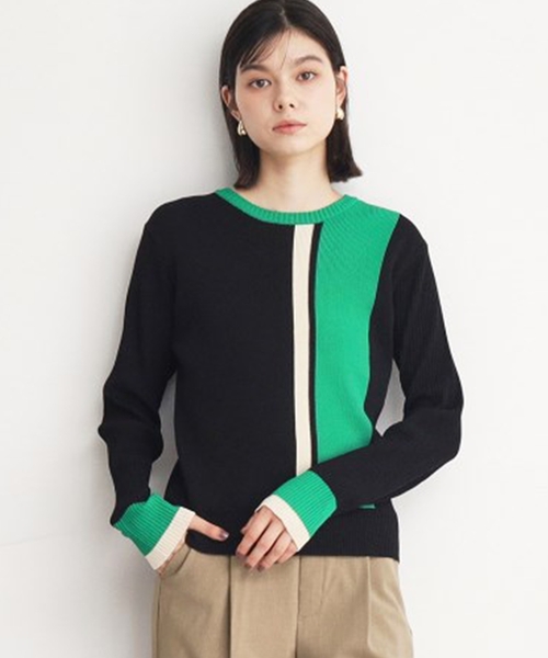 THE SHOP TK （ザ ショップ ティーケー ）の「ストライプ配色リブニット【洗える】（ニット/セーター・レディース・ベージュ系その他7/チャコール/ブラック系4・13/12）」の2枚目の写真