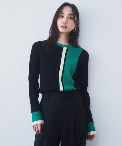 THE SHOP TK （ザ ショップ ティーケー ）の「ストライプ配色リブニット【洗える】（ニット/セーター・レディース・ベージュ系その他7/チャコール/ブラック系4・13/12）」の5枚目の写真