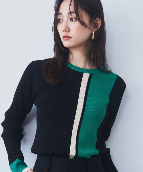 THE SHOP TK （ザ ショップ ティーケー ）の「ストライプ配色リブニット【洗える】（ニット/セーター・レディース・ベージュ系その他7/チャコール/ブラック系4・13/12）」の6枚目の写真