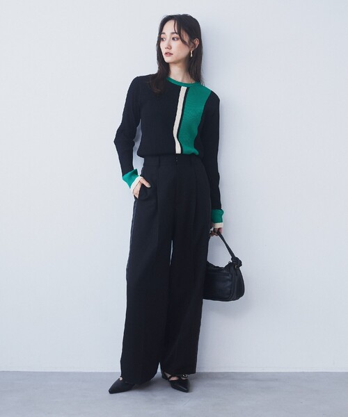 THE SHOP TK （ザ ショップ ティーケー ）の「ストライプ配色リブニット【洗える】（ニット/セーター・レディース・ベージュ系その他7/チャコール/ブラック系4・13/12）」の8枚目の写真
