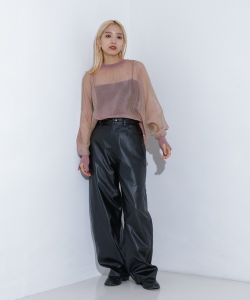 NOMINE(ノミネ)の「フェイクレザー カーブ パンツ(その他パンツ・レディース・ブラウン/ブラック・フリー/S/M)」の7枚目の写真