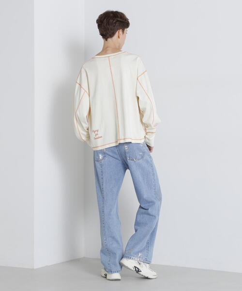 AVIREX(アヴィレックス)の「COLOR STITCH L/S T-SHIRT/カラーステッチロングスリーブTシャツ(Tシャツ/カットソー・レディース・ホワイト系2/チャコールグレー/バイオレット・F)」の21枚目の写真