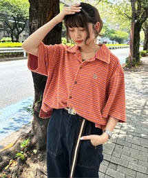 【m:rex】パイルボーダーUSED加工シャツ/ユニセックス