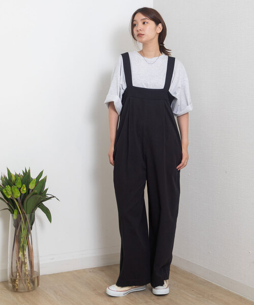 POU DOU DOU（プードゥドゥ）の「＜made in INDIA＞ベアトップオールインワン（つなぎ/オールインワン・レディース・ブラック/ダークグレー・M）」の3枚目の写真