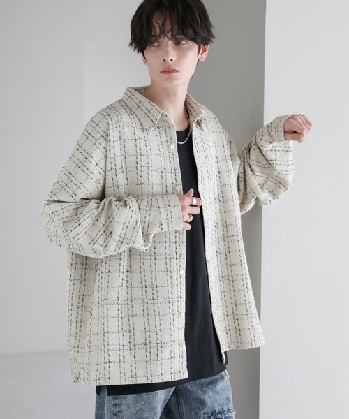 ワイドシルエットツイードドルマンシャツ（シャツ/ブラウス