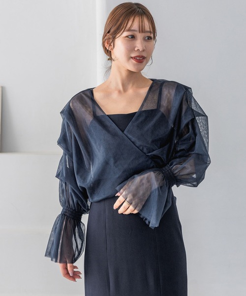 チュールカシュリボンキャミワンピース スタッフプロデュース】チュールカシュリボンキャミワンピース