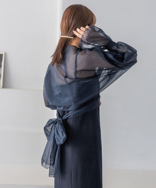 A part by（アパートバイ）の「【スタッフプロデュース】チュールカシュリボンキャミワンピース（ドレス・レディース・ネイビー/ブラウン系その他2・SMALL/MEDIUM）」の18枚目の写真