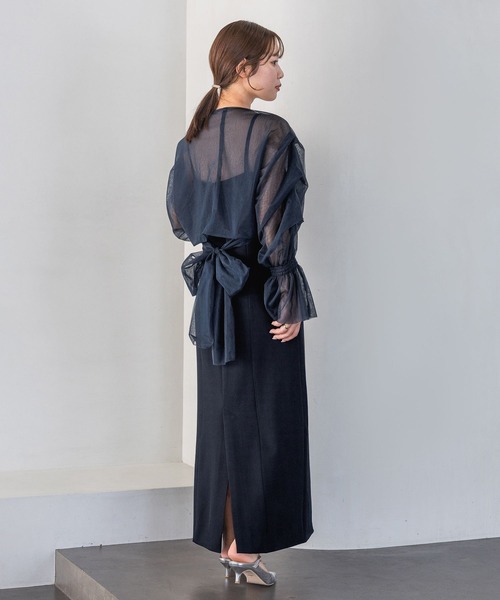 A part by（アパートバイ）の「【スタッフプロデュース】チュールカシュリボンキャミワンピース（ドレス・レディース・ネイビー/ブラウン系その他2・SMALL/MEDIUM）」の21枚目の写真