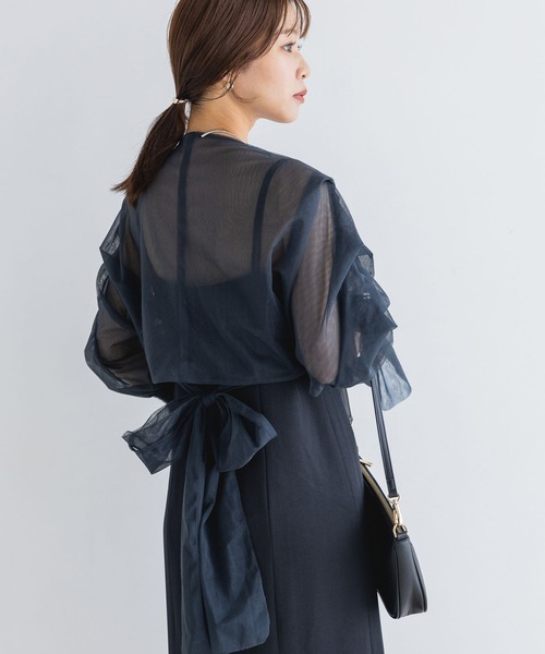 A part by（アパートバイ）の「【スタッフプロデュース】チュールカシュリボンキャミワンピース（ドレス・レディース・ネイビー/ブラウン系その他2・SMALL/MEDIUM）」の13枚目の写真