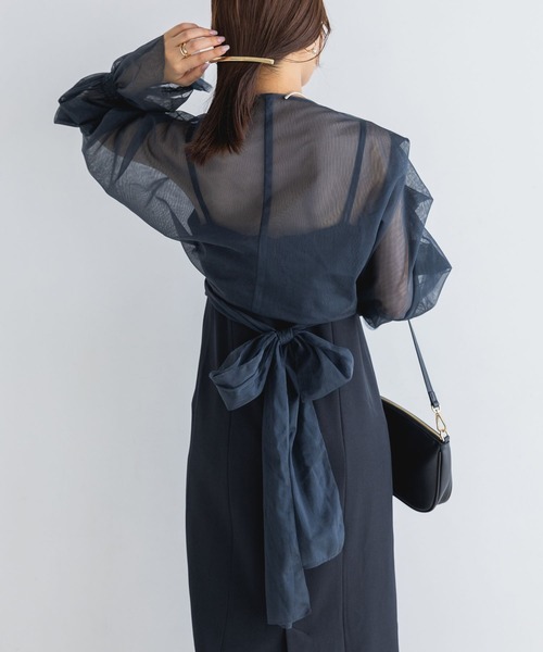 A part by（アパートバイ）の「【スタッフプロデュース】チュールカシュリボンキャミワンピース（ドレス・レディース・ネイビー/ブラウン系その他2・SMALL/MEDIUM）」の14枚目の写真