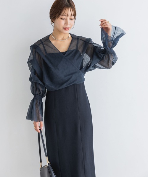 A part by（アパートバイ）の「【スタッフプロデュース】チュールカシュリボンキャミワンピース（ドレス・レディース・ネイビー/ブラウン系その他2・SMALL/MEDIUM）」の9枚目の写真