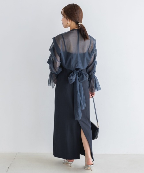 チュールカシュリボンキャミワンピース チュールカシュリボンキャミワンピース