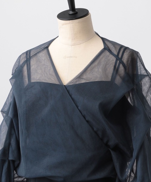 A part by（アパートバイ）の「【スタッフプロデュース】チュールカシュリボンキャミワンピース（ドレス・レディース・ネイビー/ブラウン系その他2・SMALL/MEDIUM）」の7枚目の写真