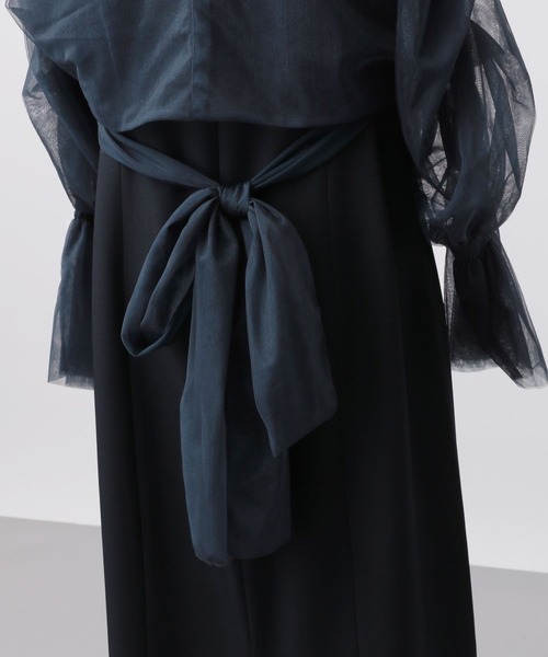 A part by（アパートバイ）の「【スタッフプロデュース】チュールカシュリボンキャミワンピース（ドレス・レディース・ネイビー/ブラウン系その他2・SMALL/MEDIUM）」の8枚目の写真