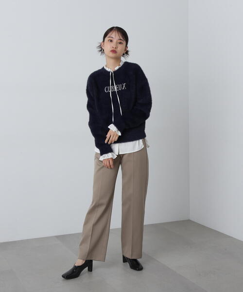 N.（N. Natural Beauty Basic）（エヌエヌナチュラルビューティーベーシック）の「◆刺繍ロゴフェザーニット（ニット/セーター・レディース・ネイビー/ライトグリーン/クリーム・MEDIUM）」の6枚目の写真