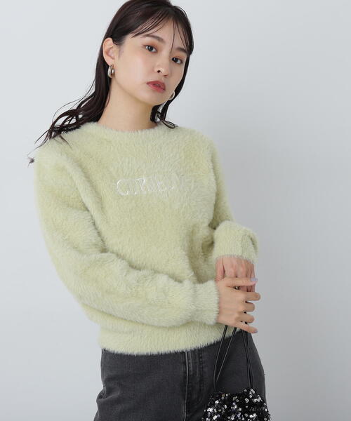 N.（N. Natural Beauty Basic）（エヌエヌナチュラルビューティーベーシック）の「◆刺繍ロゴフェザーニット（ニット/セーター・レディース・ネイビー/ライトグリーン/クリーム・MEDIUM）」の7枚目の写真